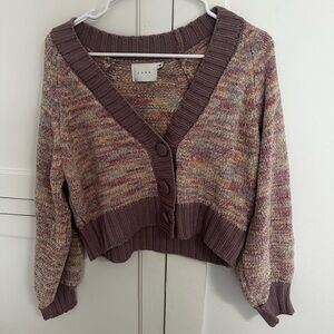 Lush Brown Cardigan Sweater with V-Neck